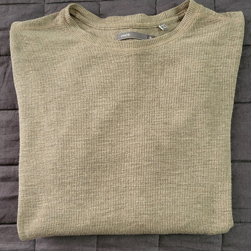 Vince Waffle Knit Thermo LS Tee 100% Cotton Mens Xl Fitted